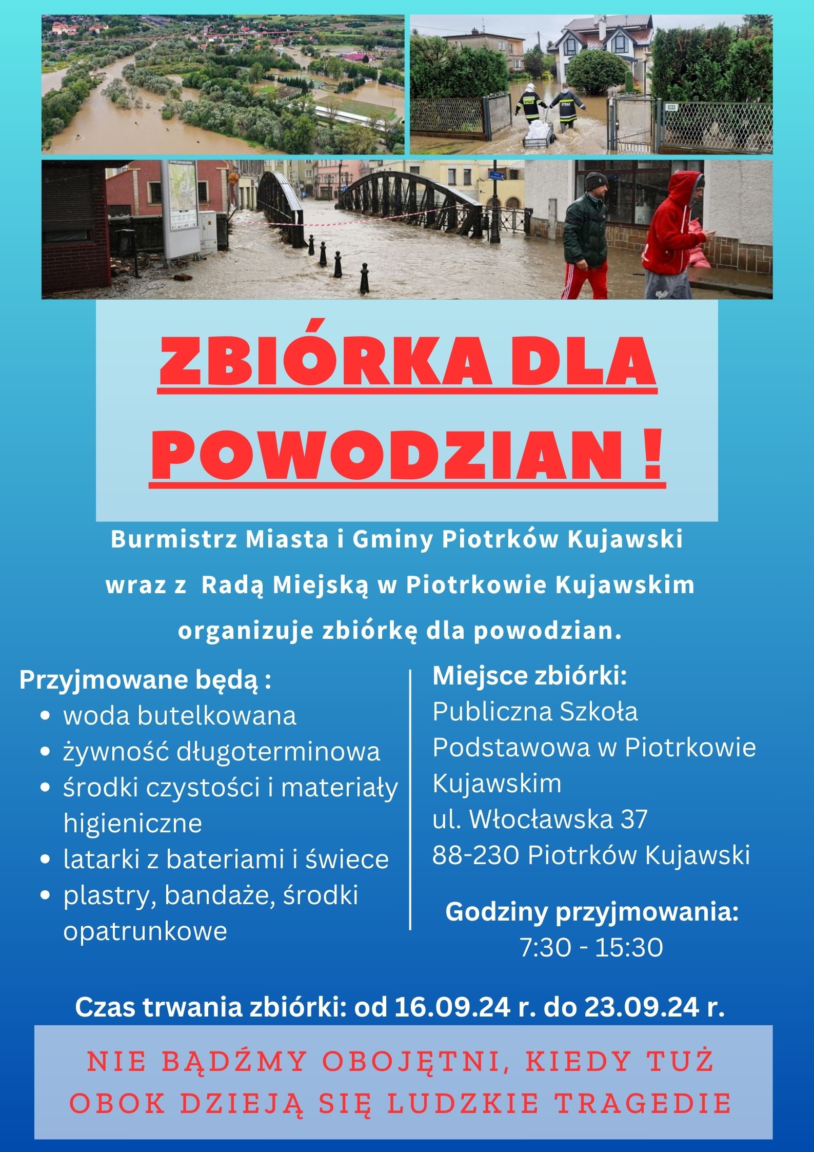 ZBIÓRKA DLA POWODZIAN !